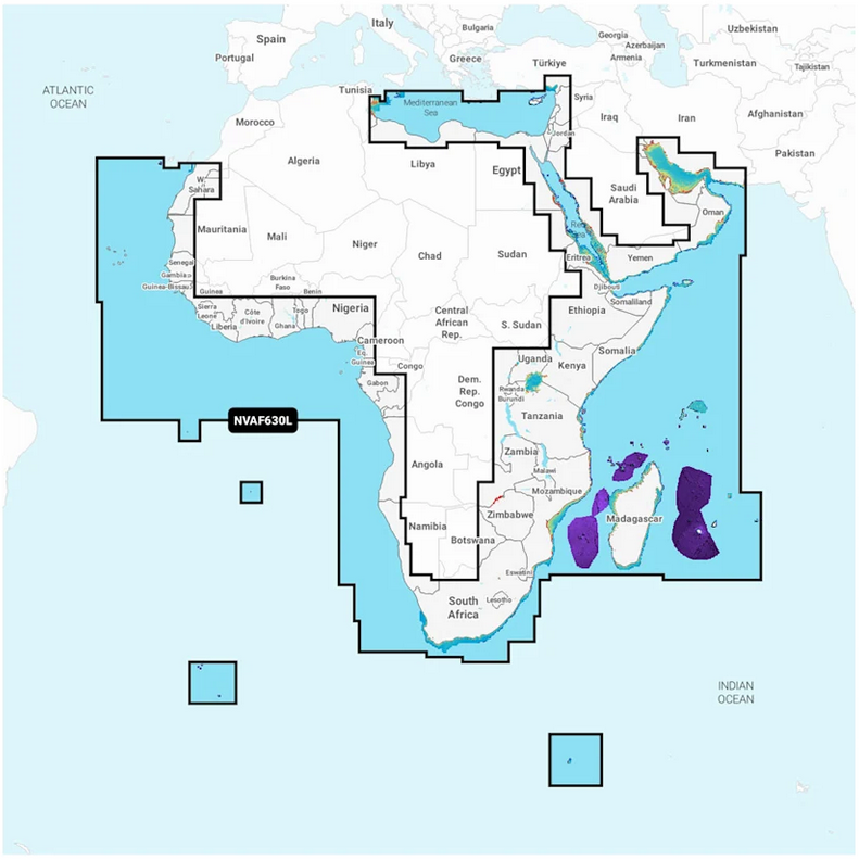 Garmin Navionics+ - Africa & Middle East - Marine Charts, MicroSD/SD