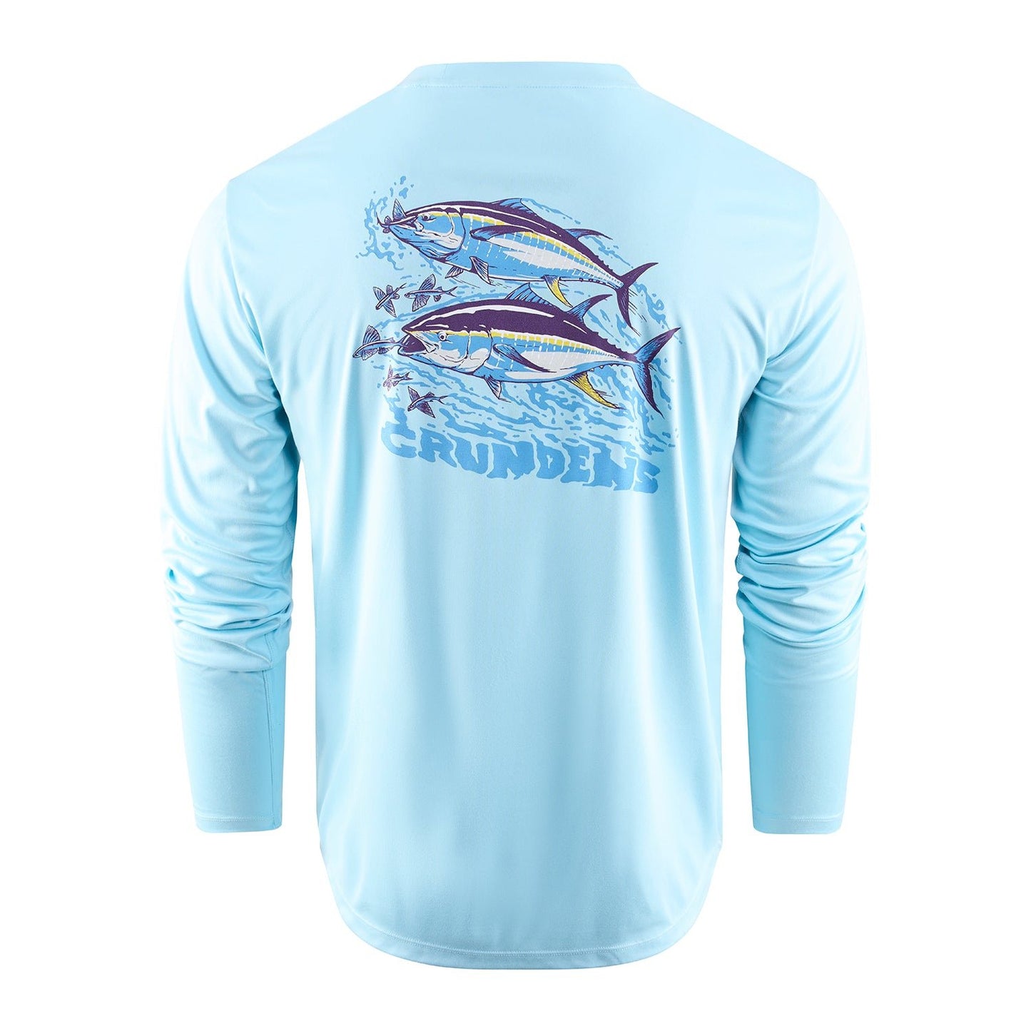 Grundens Twin Tuna LS Tech Tee - Aquamarine - Size M