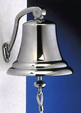 BELL,SHIP'S CHROME 4" FIXED SWIVEL SOLID BRASS