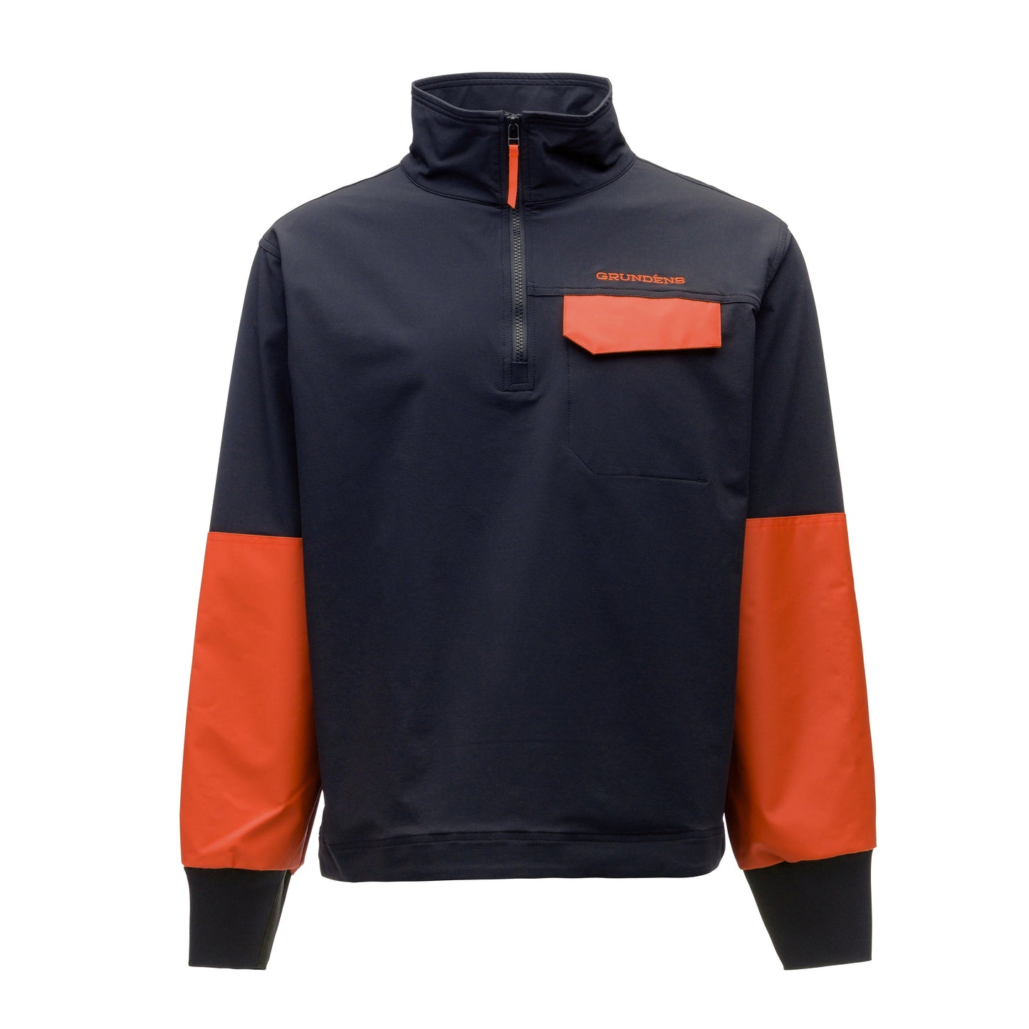 Grundens Fishpicking 1/2 Zip Shirt - Navy/Orange - Size 3XL