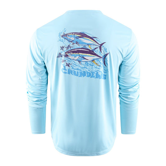Grundens Twin Tuna LS Tech Tee - Aquamarine - Size S