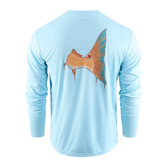 Grundens Chasing Tail LS Tech Tee - Aquamarine - Size XL