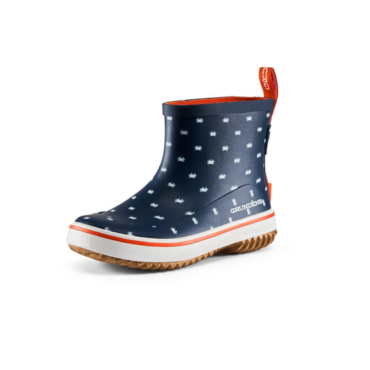 Grundens Kid's Guppy Rain Boots - Navy Crab Print - Size 10