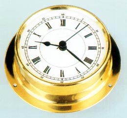 CLOCK,QRTZ."TEMPO" 2-3/4" ROMAN #'S BRASS PLATE