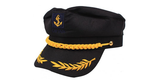 Black Embroidered  Captain Cap