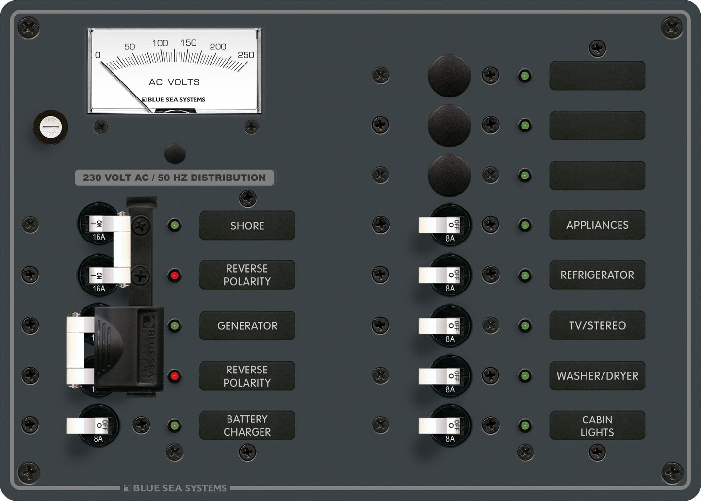 Blue Sea Panel 230V Ac 9 Pos Source Sel