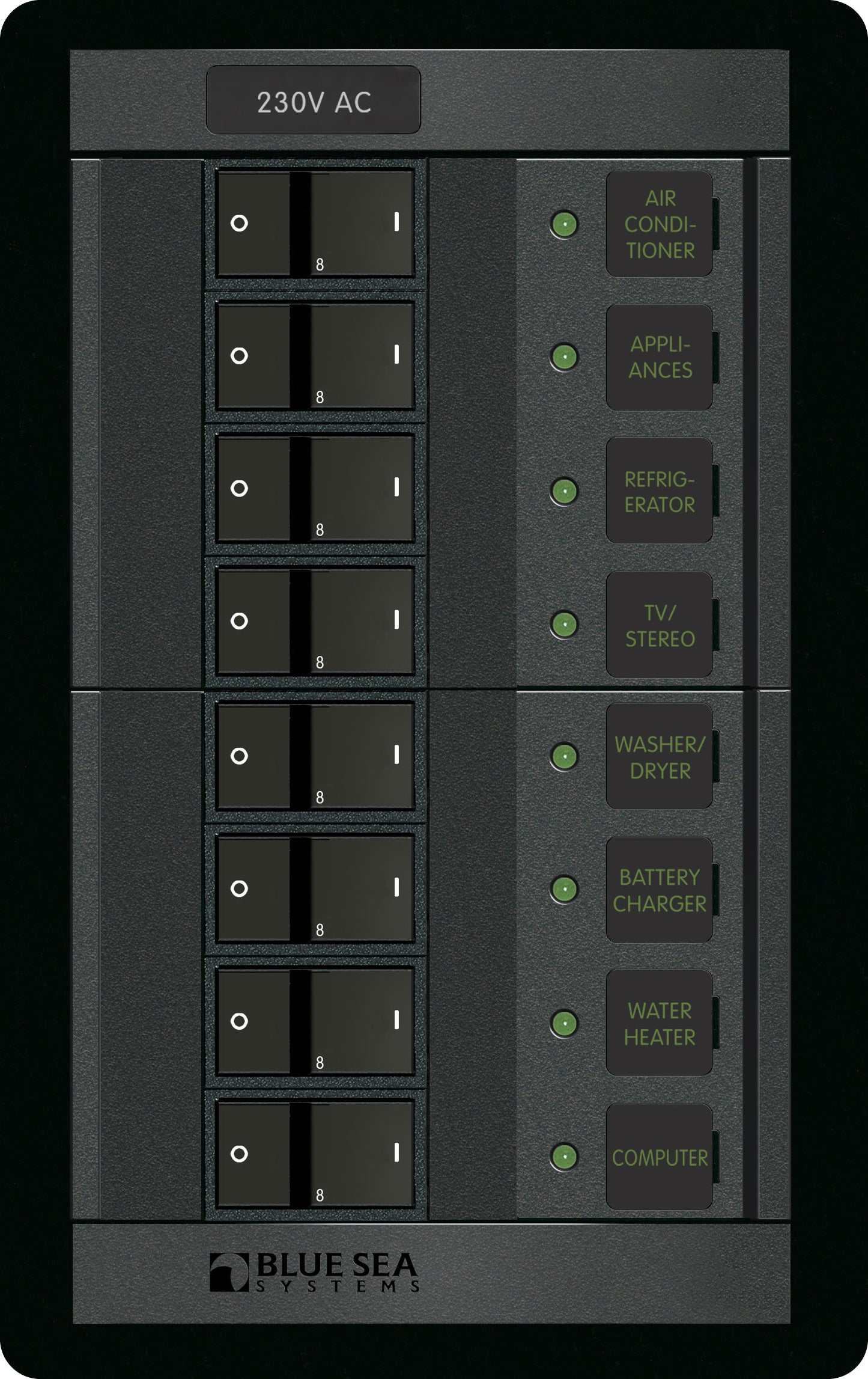 Blue Sea Panel 360 230Vac 8 Pos