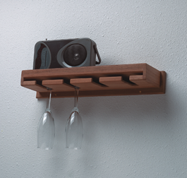 Whitecap Teak Rack Wineglass W/Shelf